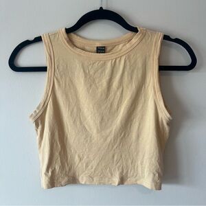 High Neck Yellow/Cream Crop Tank Top